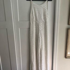 AG Studio Wide Leg White Sequin Jumpsuit